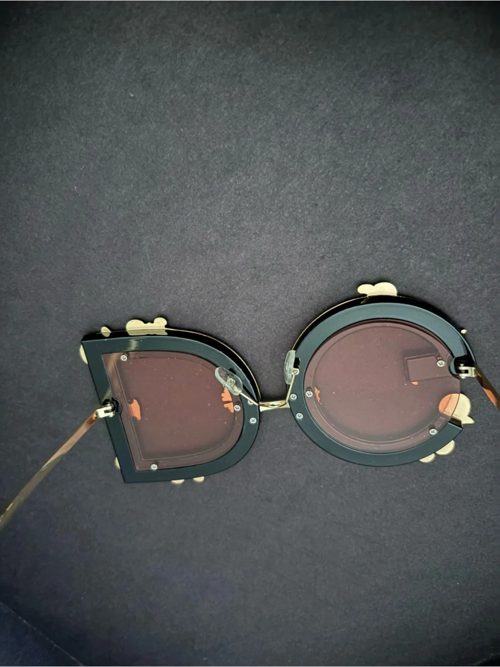 Dolce and Gahanna DG  Ornate Gold Frame Oval Sunglasses with Burgundy Lenses